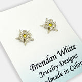 Earrings - Columbine with Yellow Sapphire