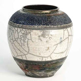 Raku Vase - Crackle Banded
