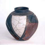 Raku Vase - Diagonal Striped