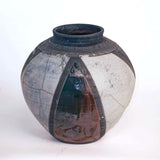 Raku Vase - Diagonal Striped