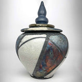Raku Vase - Lidded Swirls