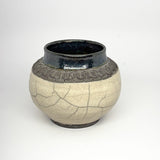 Raku Vase - Crackle with Green Rim