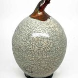 Raku - White Crackle Acorn