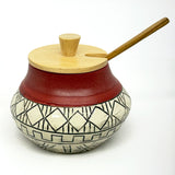 Lidded Jar - Red and White