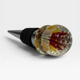 Wine Stopper - sea anemone, gold and red