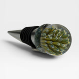 Wine Stopper - sea anemone, gold and green