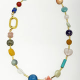 Necklace - party down gem confetti