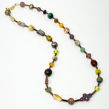 Necklace - party down in brown mini