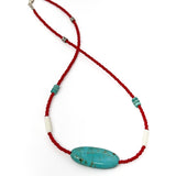 Necklace - turquoise and bone
