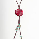 Necklace - bolo tie with cross