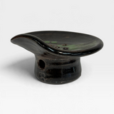 Soap Dish - Tenmoku, Black, Green Brush