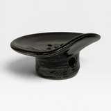 Soap Dish - Tenmoku, Black, Green Brush 2