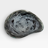 Bowl, wavy - dk turquoise and white 2