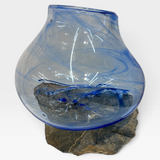 Glass on Rocks 5 - Clear Blue Swirl Vessel
