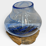 Glass on Rocks 5 - Clear Blue Swirl Vessel