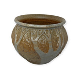 Planter, lg - sgraffito white trees