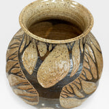 Vase - sgraffito trees, speckled brown