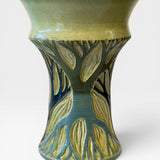 Vase - sgraffito trees, cool tones