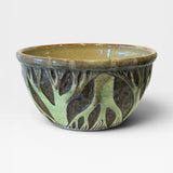 Bowl - sgraffito trees, celadon