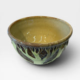 Bowl - sgraffito trees, celadon