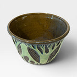 Planter - sgraffito trees, green celadon
