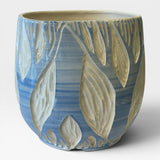 Planter - sgraffito trees, blue