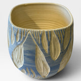 Planter - sgraffito trees, blue