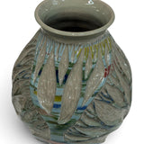 Vase - sgraffito trees, marbled