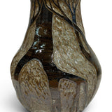 Vase - sgraffito trees, marbled brown
