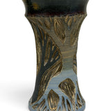 Vase - sgraffito trees, temoku gold atomic