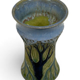 Vase - sgraffito trees, green blue atomic
