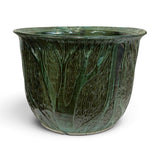 Planter, XXXL - sgraffito trees, dark green