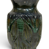 Vase, tall - sgraffito trees, monstera