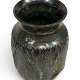 Vase, tall - sgraffito trees, monstera