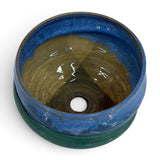Planter - swirl, weathered bronze and blue