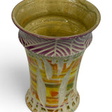 Vase - sgraffito trees, yellow & purple