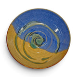 Low Bowl, swirl - blue eggshell & weathered bronze 1
