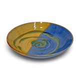 Low Bowl, swirl - blue eggshell & weathered bronze 1