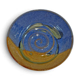 Low Bowl, swirl - blue eggshell & weathered bronze sm