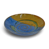 Low Bowl, swirl - blue eggshell & weathered bronze sm