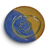 Low Bowl, swirl - blue eggshell & weathered bronze 3