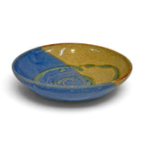 Low Bowl, swirl - blue eggshell & weathered bronze 3