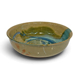 Serving Bowl XL  swirl - eggshell, blue & weathered bronze 1
