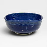 Square  Serving Bowl, Aztec Design - cobalt, opal