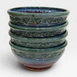 Set of 4 Bowls, Aztec Design - purple, opal