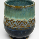 Wine Cup, Aztec Design - cobalt, seamist, opal