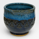Wine Cup, Aztec Design - cobalt, light blue