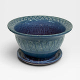 Planter, Aztec Design - purple and blue