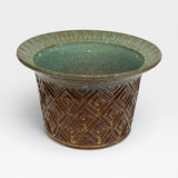 Utensil Vase, Aztec Design - shino, seamist