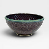 Serving Bowl, Aztec Design - merlot, purple, green